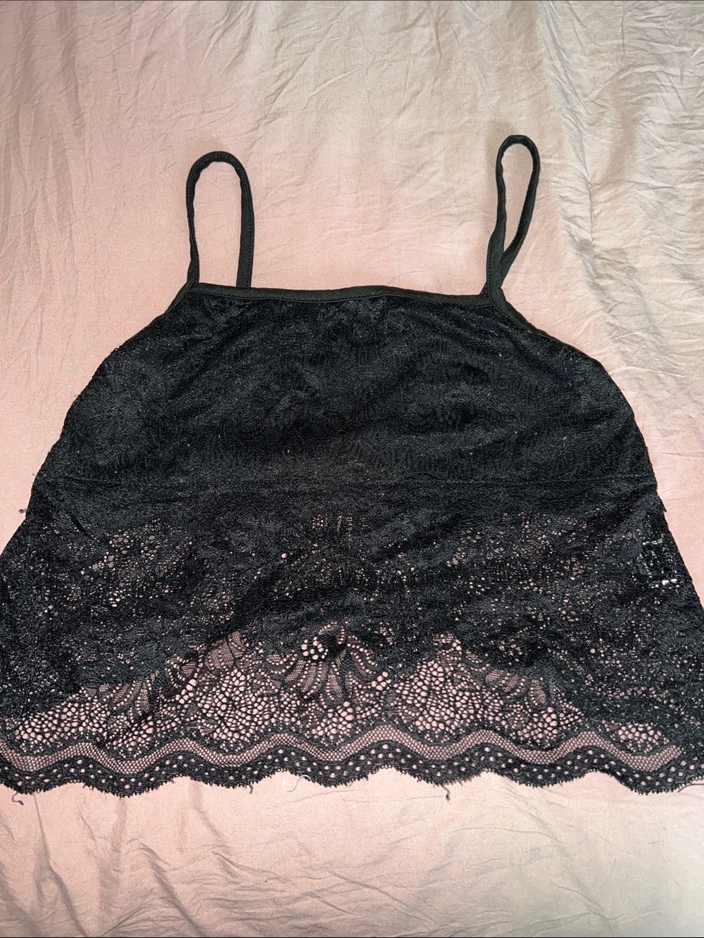SHEIN Black Lace Camisole with Scalloped Hem